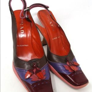 EUC Authentic PRADA Square Toe Slingback Pumps